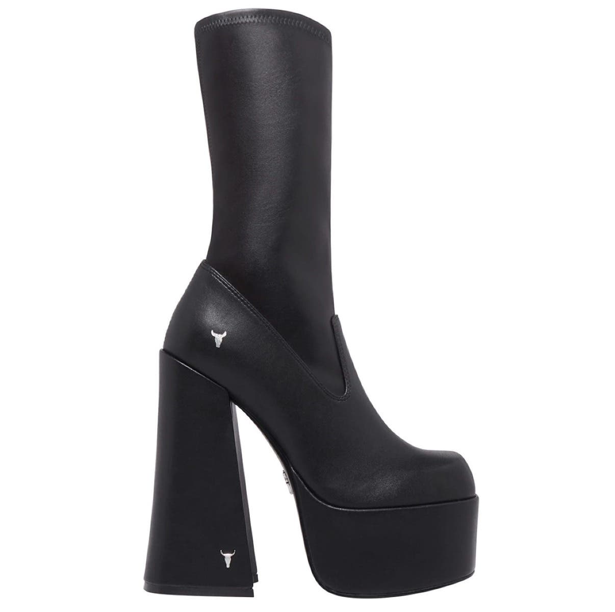 SAVIOUR BLACK STRETCH PLATFORM BOOTS