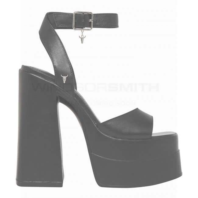 MONACO BLACK LEATHER PLATFORM HEELS