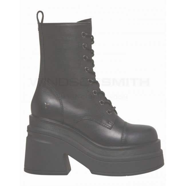 Mystify Black Leather Platform Boot 