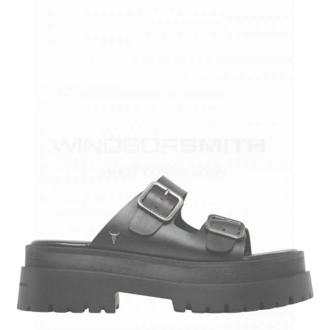 TRANCE BLACK LEATHER SANDAL