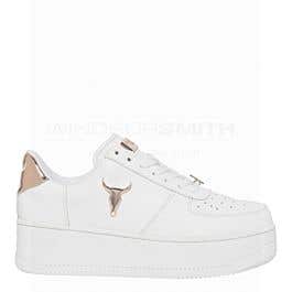 smog fatigue Egyptian Rich White Leather Rose Gold Metallic Sneaker | Windsor Smith