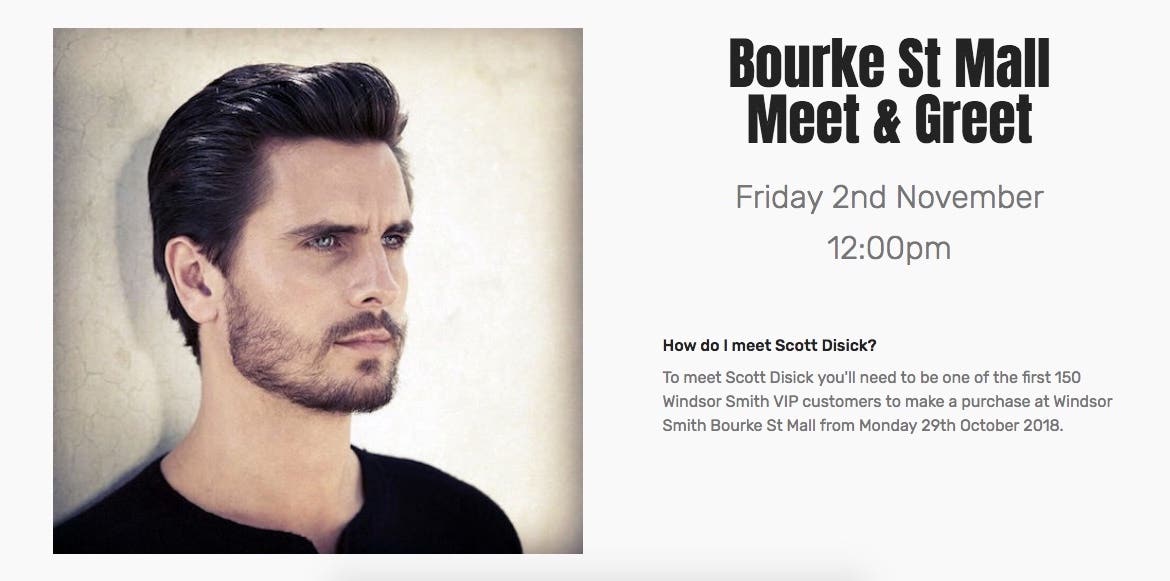Scott Disick x Windsor Smith Bourke St Mall